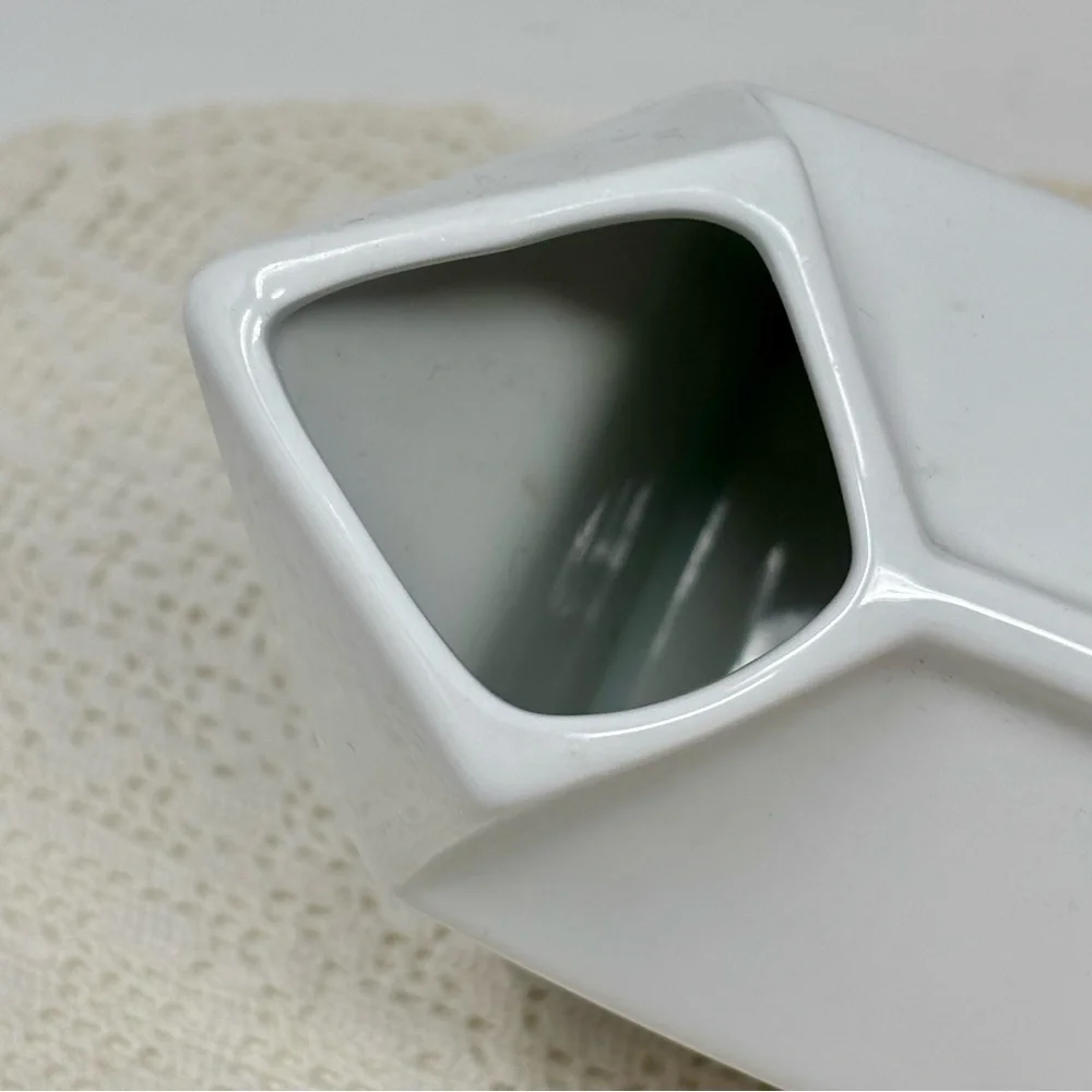 Sur La Table Porcelain Milk Box Shaped Creamer Dispenser 4.25” White Minimalist